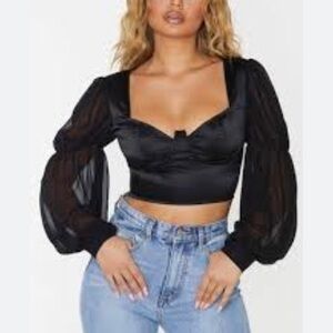 Prettylittlething satin and chiffon crop corset style top nwt size 2